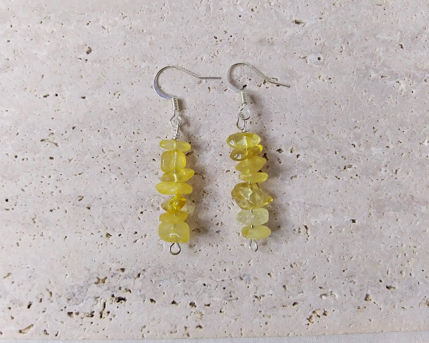 Small chip gemstone earrings in silver