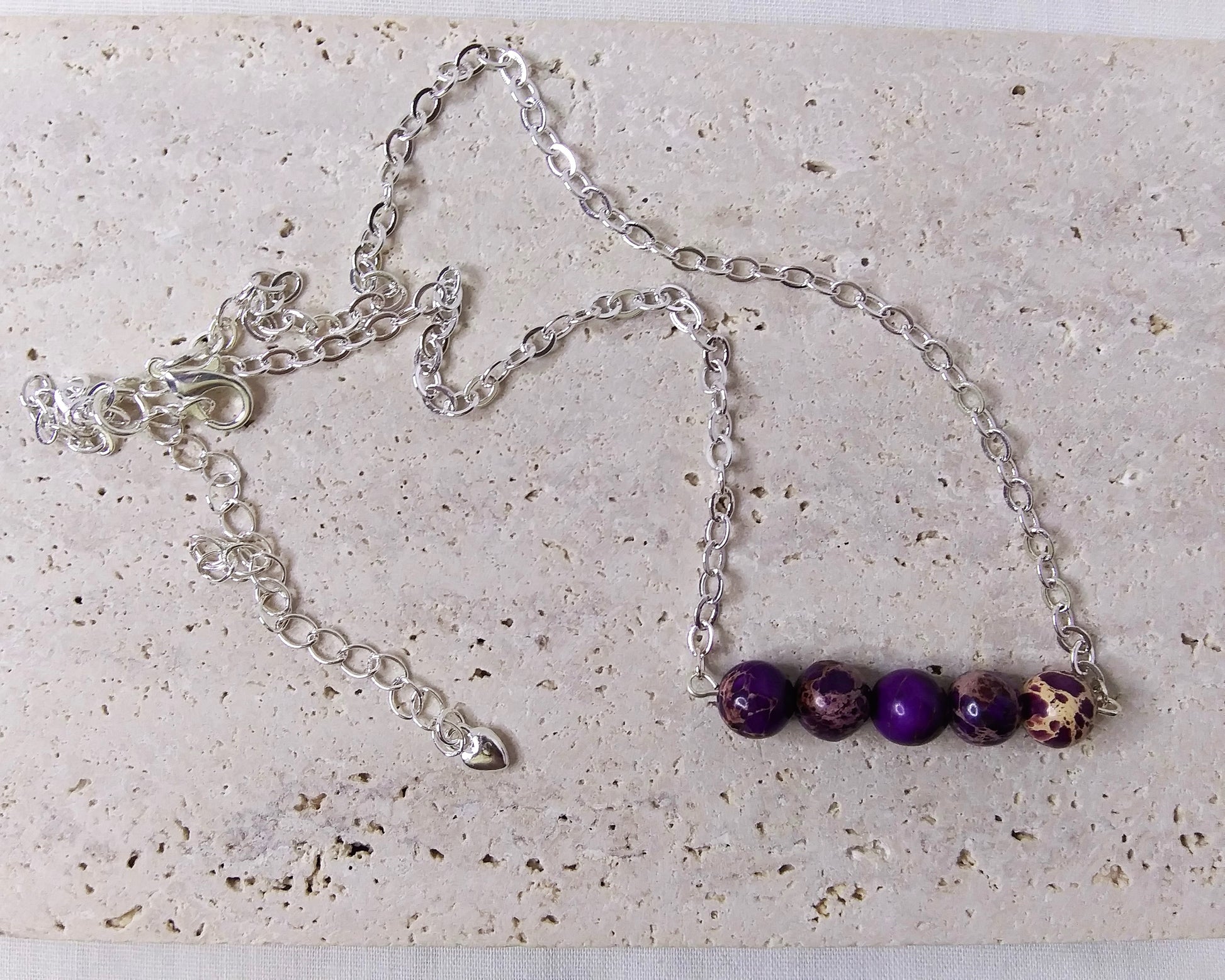 gemstone pendant silver chain choker with extender
