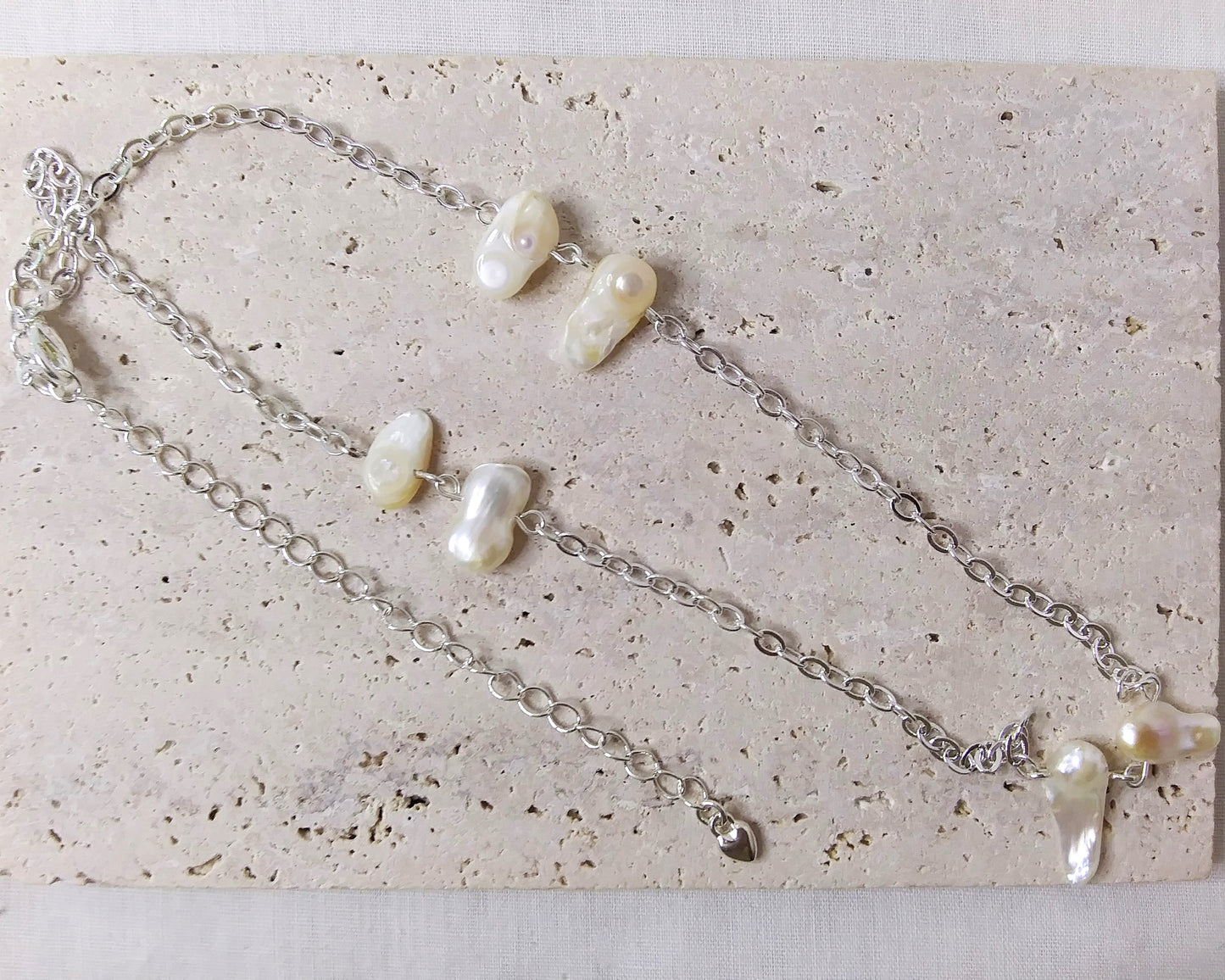Freshwater pearl chip necklace in silver