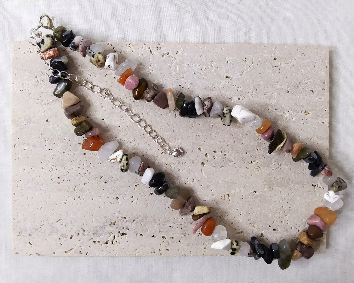 Chip Gemstone Choker with silver accent